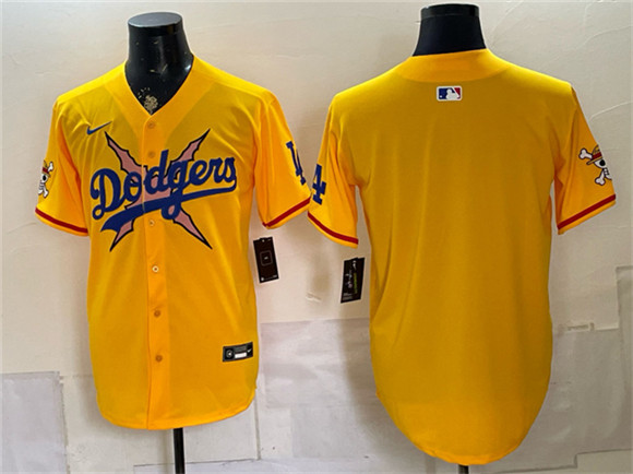 Men's Los Angeles Dodgers x One Piece Blank Yellow Vapor Premier Limited Stitched Baseball Jersey