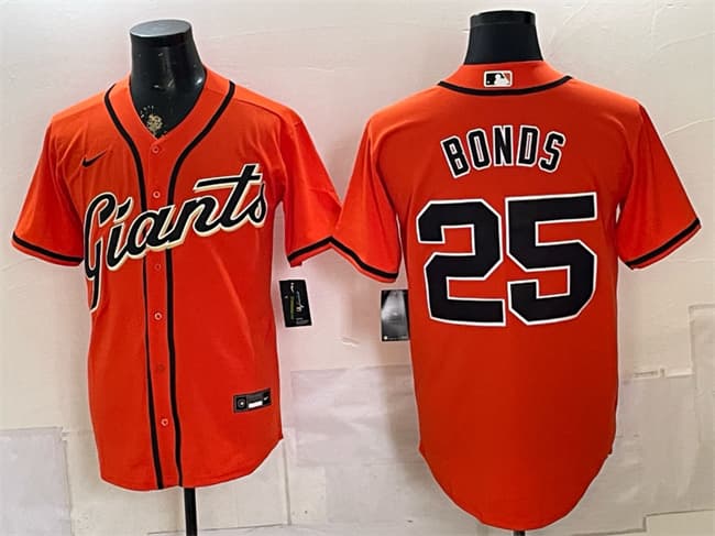 Men's San Francisco Giants #25 Barry Bonds Orange Cool Base Stitched Baseball Jersey