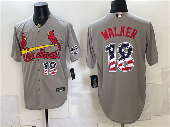 Men's St. Louis Cardinals #18 Jordan Walker Gray USA 250 Fourth of July Stitched Baseball Jersey