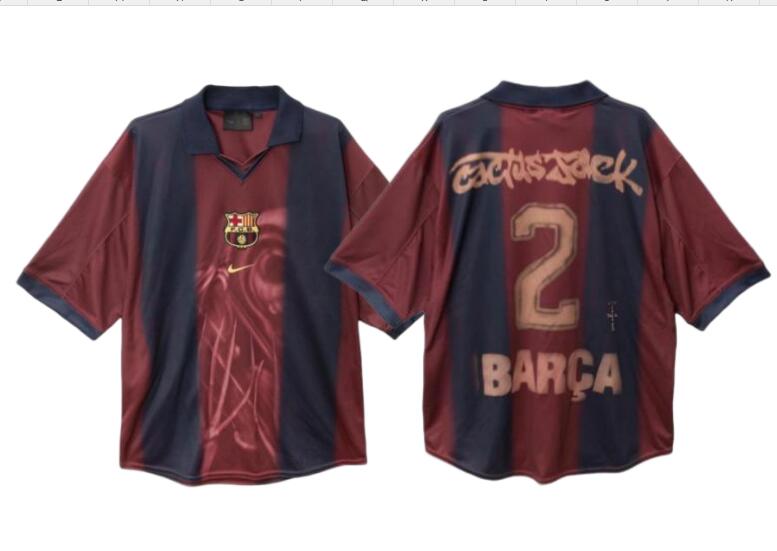Men Tavis Scott CJ x Nike x FC Barcelona Retro 2000-01 Skeleton Jersey
