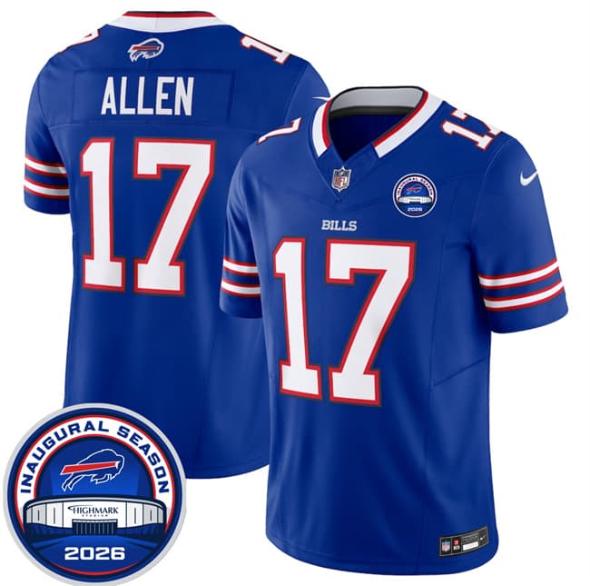 Men's Buffalo Bills #17 Josh Allen Blue F.U.S.E. 2026 Inaugural Season at Highmark Stadium Football Stitched Jersey