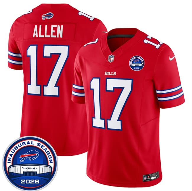 Men's Buffalo Bills #17 Josh Allen Red F.U.S.E. 2026 Inaugural Season at Highmark Stadium Football Stitched Jersey