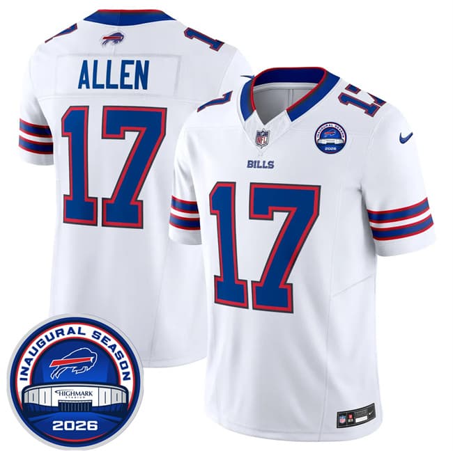 Men's Buffalo Bills #17 Josh Allen White F.U.S.E. 2026 Inaugural Season at Highmark Stadium Football Stitched Jersey