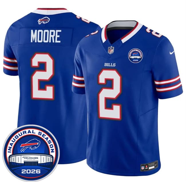 Men's Buffalo Bills #2 D.J. Moore Blue F.U.S.E. 2026 Inaugural Season at Highmark Stadium Football Stitched Jersey
