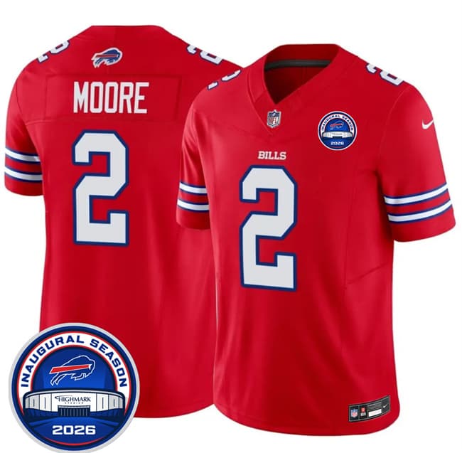 Men's Buffalo Bills #2 D.J. Moore Red F.U.S.E. 2026 Inaugural Season at Highmark Stadium Football Stitched Jersey