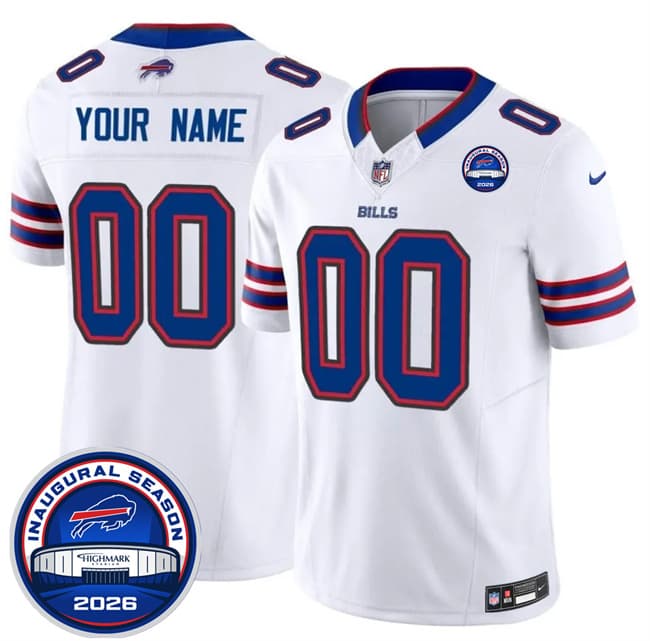 Buffalo Bills Active Player Custom White F.U.S.E. 2026 Inaugural Season at Highmark Stadium Patch Football Stitched Jersey