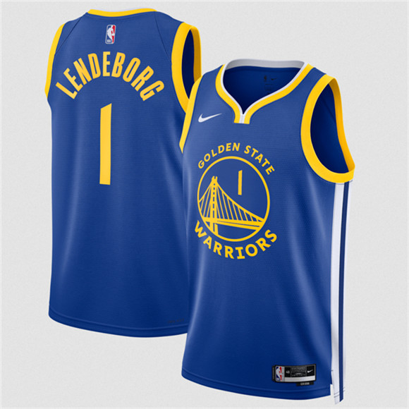 Men's Golden State Warriors #1 Yaxel Lendeborg Blue 2026 Draft Icon Edition Stitched Basketball Jersey