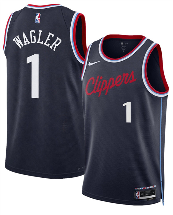 Men's Los Angeles Clippers #1 Keaton Wagler Navy 2026 Draft City Edition Stitched Jersey