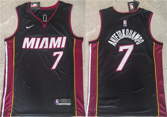 Men's Miami Heat #7 Giannis Antetokounmpo Black 2026 Icon Edition Swingman Stitched Basketball Jersey