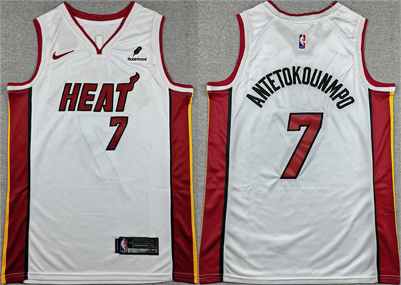 Men's Miami Heat #7 Giannis Antetokounmpo White 2026 Association Edition Swingman Stitched Basketball Jersey