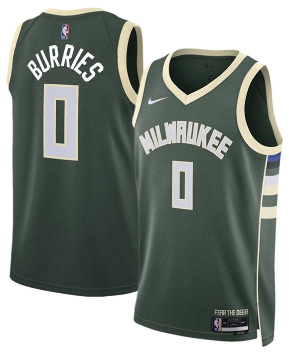 Men's Milwaukee Bucks #0 Brayden Burries Green 2026 Draft Icon Edition Stitched Basketball Jersey