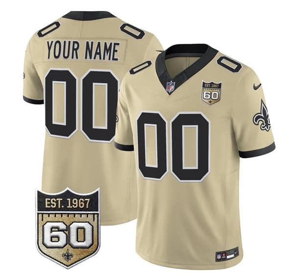 New Orleans Saints Active Player Custom Gold F.U.S.E. 60th Anniversary Patch Vapor Limited Football Stitched Jersey