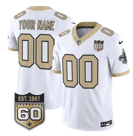 New Orleans Saints Active Player Custom White F.U.S.E. 60th Anniversary Patch Vapor Limited Football Stitched Jersey