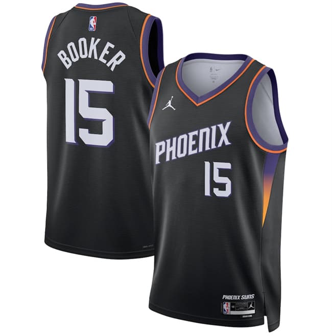 Men's Phoenix Suns #15 Devin Booker Black 2026 Statement Edition Stitched Basketball Jersey