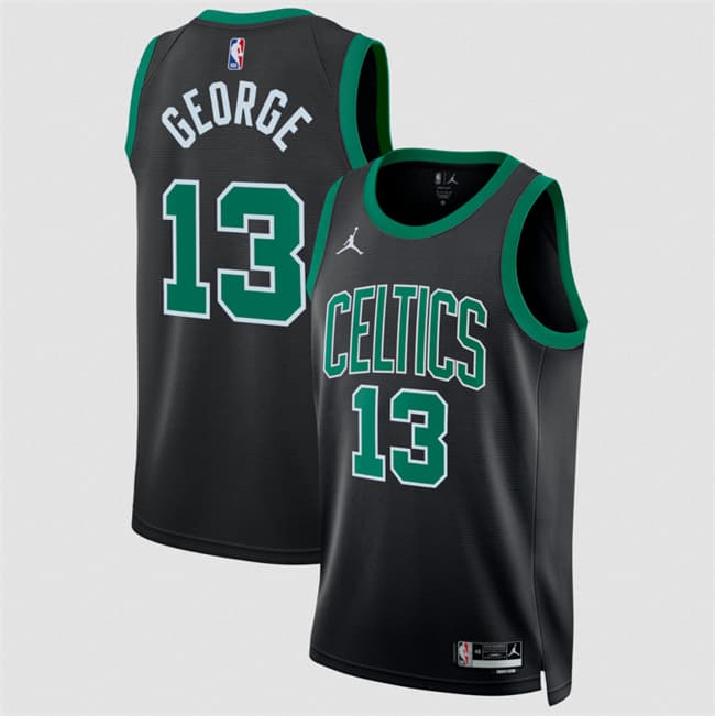 Men's Boston Celtics #13 Paul George Black Statement Edition Stitched Basketball Jersey