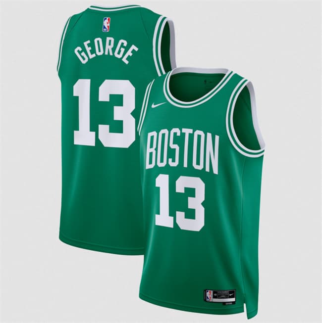 Men's Boston Celtics #13 Paul George Kelly Green 2026 Icon Edition Stitched Basketball Jersey