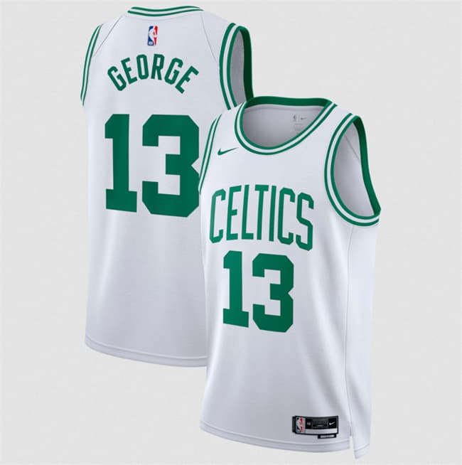 Men's Boston Celtics #13 Paul George White 2026 Association Edition Stitched Basketball Jersey