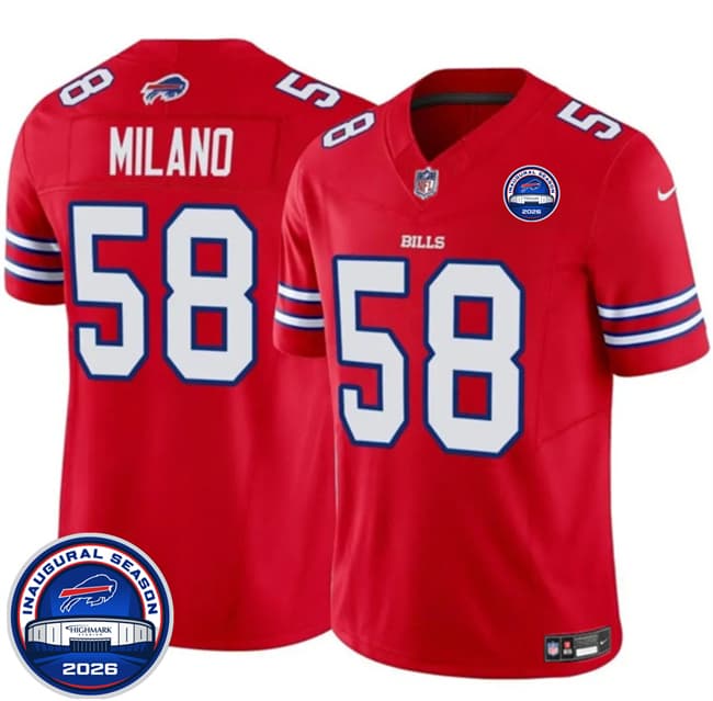 Men's Buffalo Bills #58 Matt Milano Red F.U.S.E. 2026 Inaugural Season at Highmark Stadium Football Stitched Jersey