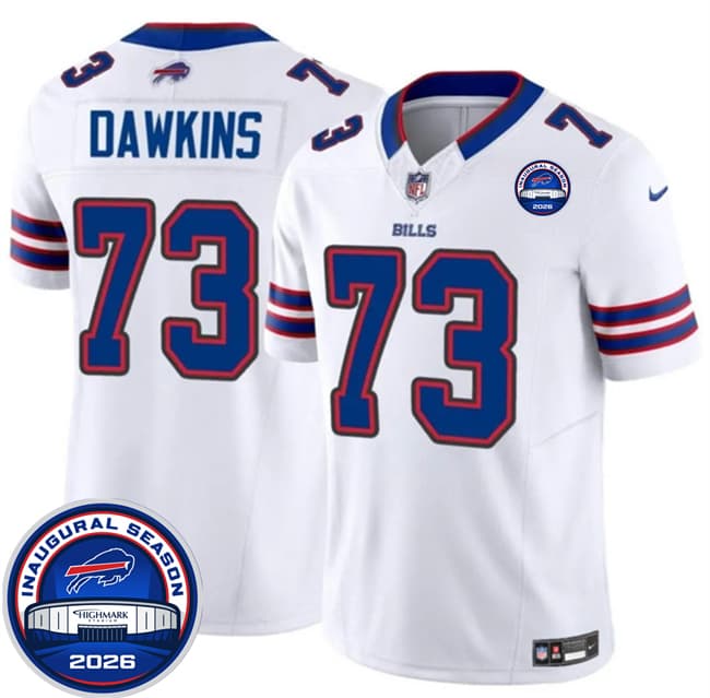 Men's Buffalo Bills #73 Dion Dawkins White F.U.S.E. 2026 Inaugural Season at Highmark Stadium Football Stitched Jersey