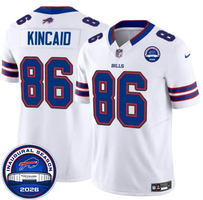 Men's Buffalo Bills #86 Dalton Kincaid White F.U.S.E. 2026 Inaugural Season at Highmark Stadium Football Stitched Jersey