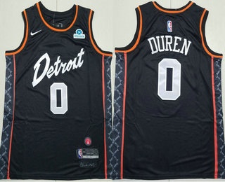 Men's Detroit Pistons #0 Jalen Duren Black 2024 City Icon Sponsor Swingman Jersey