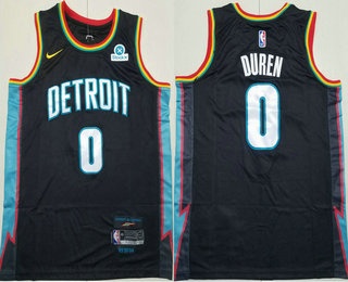 Men's Detroit Pistons #0 Jalen Duren Black 2025 City Sponsor Swingman Jersey