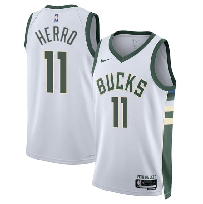 Men's Milwaukee Bucks #11 Tyler Herro White 2026 Association Edition Stitched Basketball Jersey