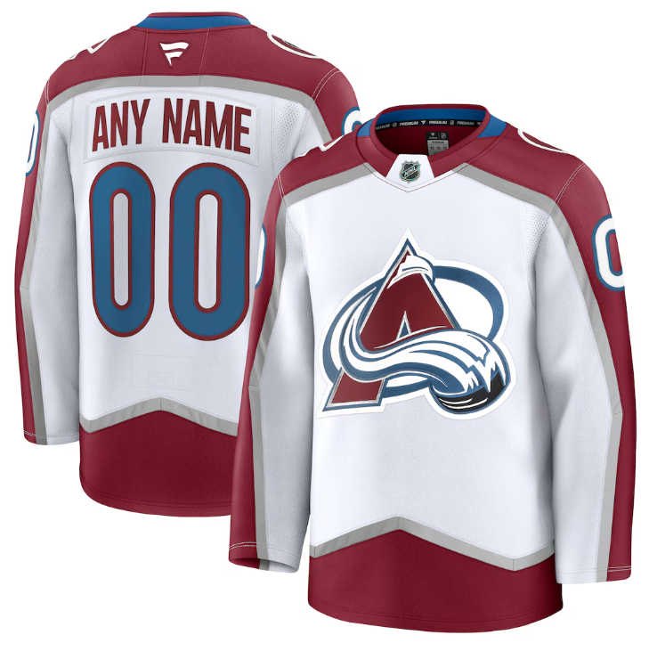 Custom Colorado Avalanche Fanatics Away White Premium Stitched Jersey