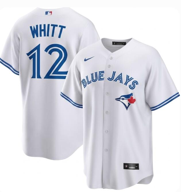 Men's Ernie Whitt Toronto Blue Jays #12 White Away Replica Nike Stitched Jersey