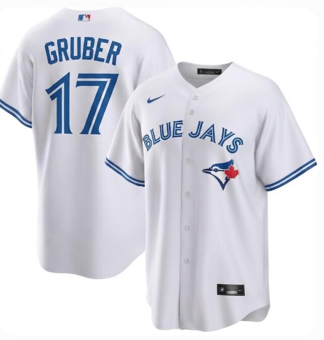 Men's Kelly Gruber Toronto Blue Jays #17 White Away Replica Nike Stitched Jersey