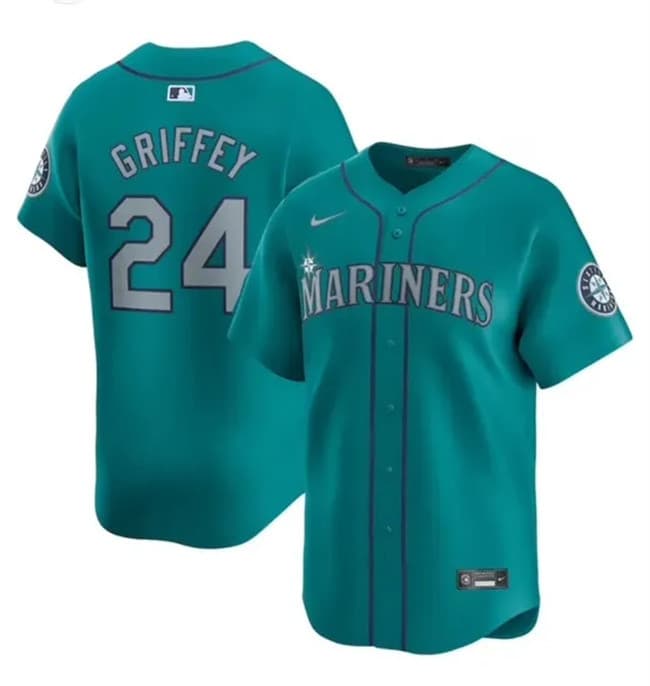 Men's Seattle Mariners #24 Ken Griffey Jr. Aqua Alternate Limited Stitched jersey