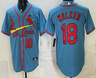 Men's St Louis Cardinals #18 Jordan Walker Blue Stitched Jersey