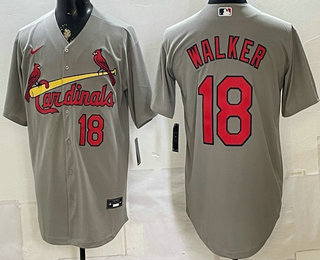 Men's St Louis Cardinals #18 Jordan Walker Grey Stitched Jersey
