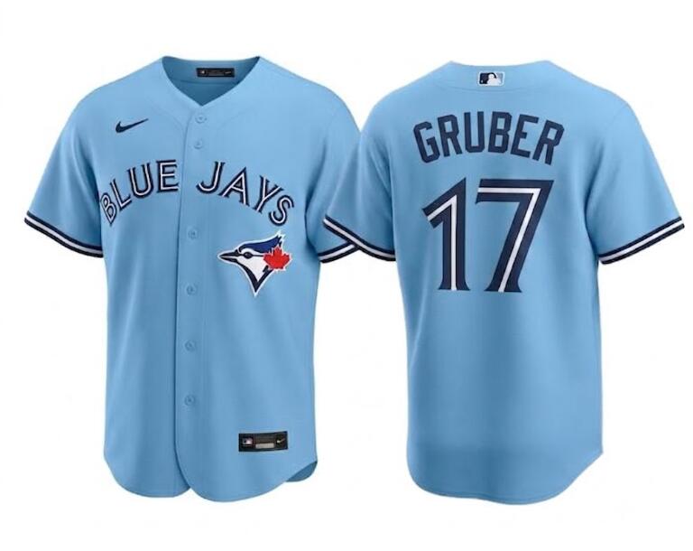 Men's Toronto Blue Jays #17 Kelly Gruber Light Blue Replica Powder Alternate Stitched Jersey