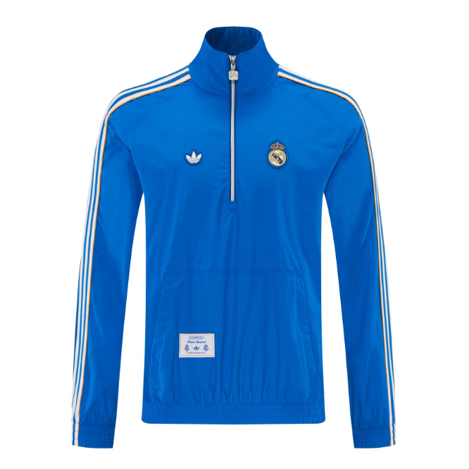 Real Madrid 2026-27 Half Zipper Windbreaker Sweatshirt Blue