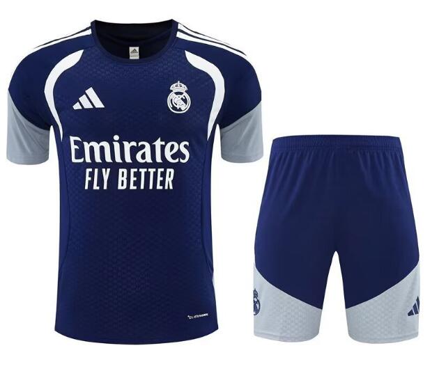 Real Madrid 2026-27 Short Sleeve Training Uniforms Navy Grey Soccer Kit