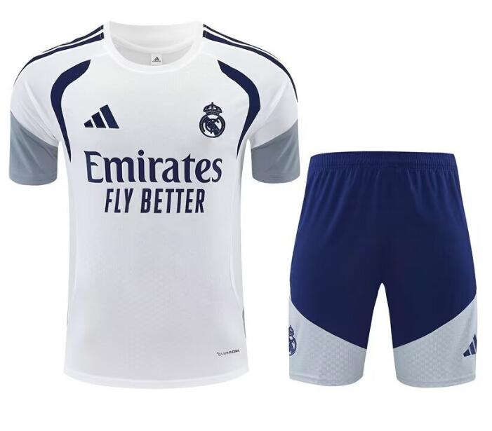 Real Madrid 2026-27 Short Sleeve Training Uniforms White Grey Soccer Kit