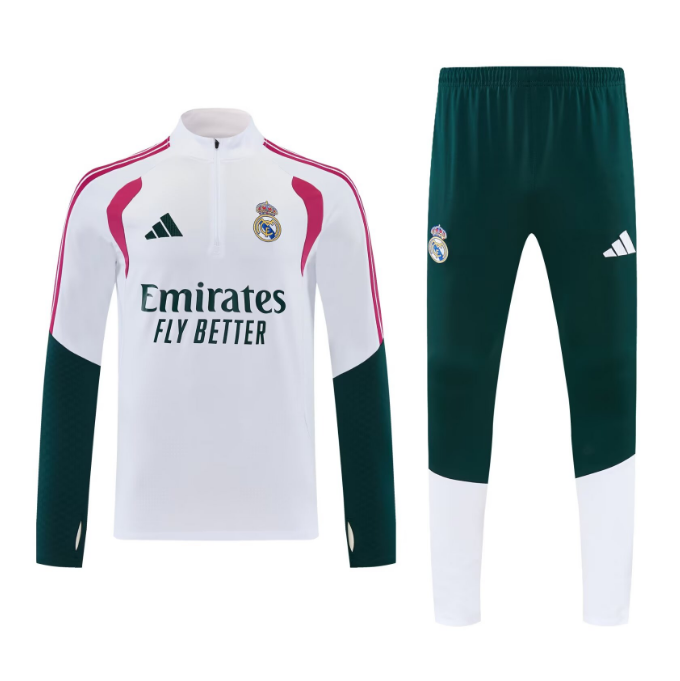 Real Madrid 2026-27 Tracksuits White Green Training Sweatshirt and Pants