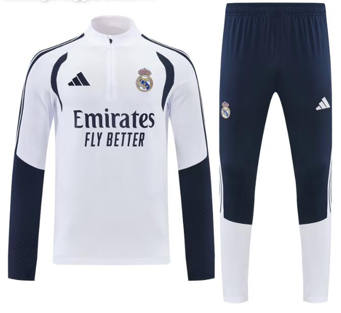 Real Madrid 2026-27 Tracksuits White Navy Training Sweatshirt and Pants