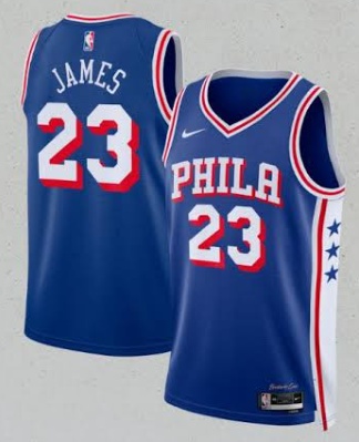 Men's Philadelphia 76ers #23 LeBron James Blue 2026 Association Edition Stitched Jersey