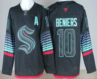 Men's Seattle Kraken #10 Matty Beniers Black Alternate Authentic Jersey