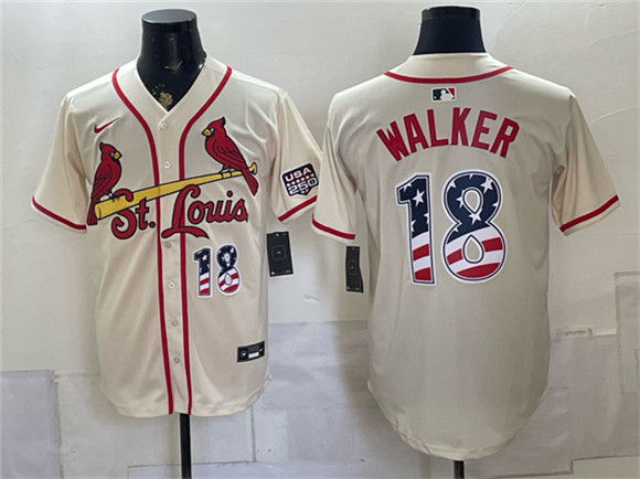 Men's St. Louis Cardinals #18 Jordan Walker Cream USA 250 Fourth of July Stitched Baseball Jersey