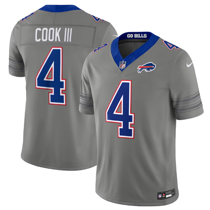 Men's Buffalo Bills #4 James Cook III Nike Gray Nickel City Vapor F.U.S.E. Stitched Limited Jersey