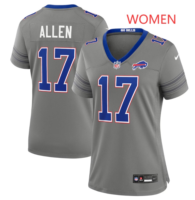 Women's Buffalo Bills #17 Josh Allen Nike Gray 2026 Nickel City Game Jersey