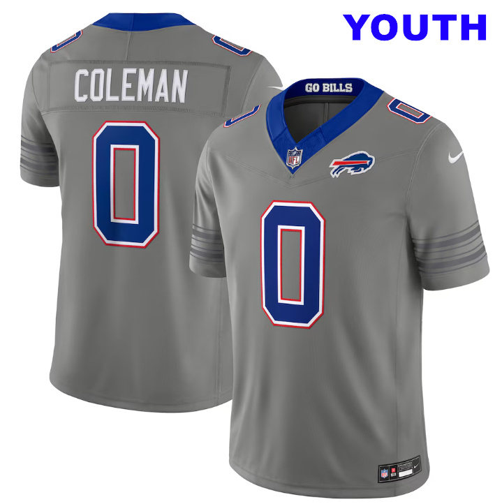 Youth Buffalo Bills #0 Keon Coleman Nike Gray Nickel City Vapor F.U.S.E. Stitched Limited Jersey