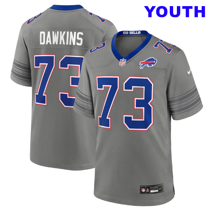 Youth Buffalo Bills #73 Dion Dawkins Nike Gray Nickel City Game Jersey