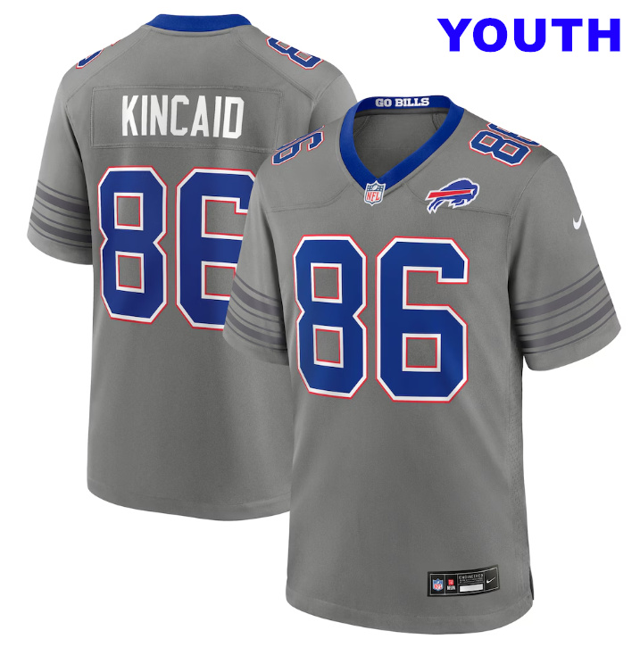 Youth Buffalo Bills #86 Dalton Kincaid Nike Gray Nickel City Game Jersey