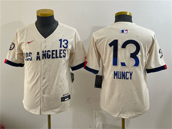 Youth Los Angeles Dodgers #13 Max Muncy Cream 2024 City Connect Limited Stitched Baseball Jersey