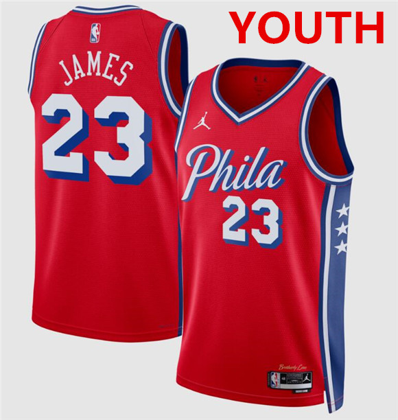 Youth Philadelphia 76ers #23 LeBron James Red 2026 Statement Edition Stitched Jersey