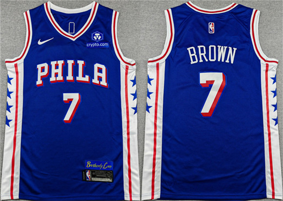 Men's Philadelphia 76ers #7 Jaylen Brown Royal 2026 Icon Edition Stitched Jersey